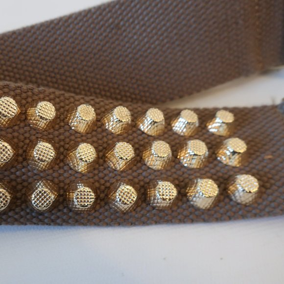 Womens Cara New York Brown Gold-Toned Studded Adjustable Belt OS * - Picture 4 of 7